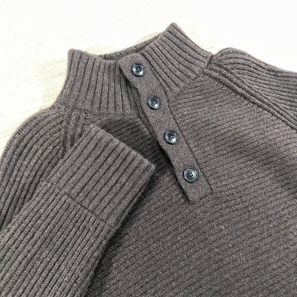 Banana Republic Italian Yarn Sweater M Button Mock‎ Neck Heavy Wool Pullover